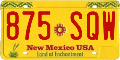 NM license plate 875SQW