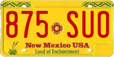 NM license plate 875SUO