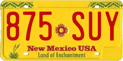 NM license plate 875SUY