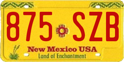 NM license plate 875SZB