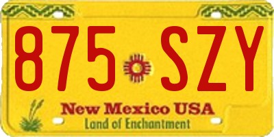 NM license plate 875SZY