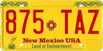 NM license plate 875TAZ