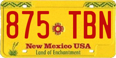 NM license plate 875TBN