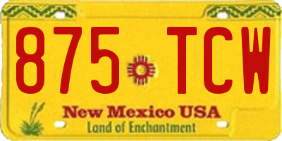 NM license plate 875TCW