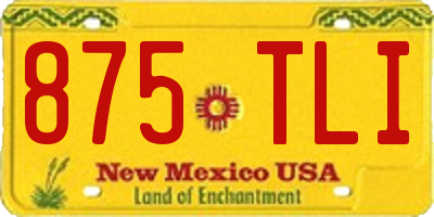 NM license plate 875TLI