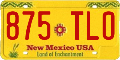 NM license plate 875TLO