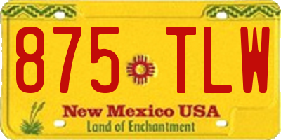 NM license plate 875TLW