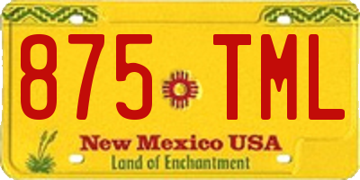 NM license plate 875TML