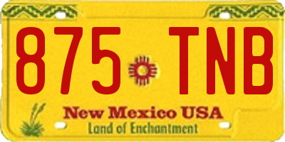 NM license plate 875TNB