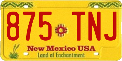 NM license plate 875TNJ