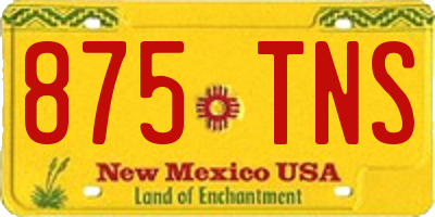 NM license plate 875TNS