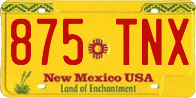 NM license plate 875TNX
