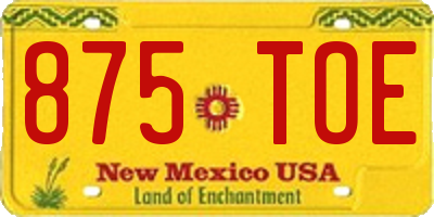 NM license plate 875TOE