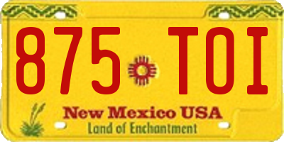 NM license plate 875TOI