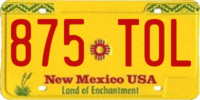 NM license plate 875TOL