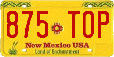 NM license plate 875TOP