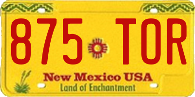 NM license plate 875TOR