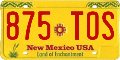 NM license plate 875TOS
