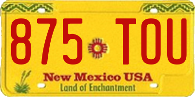NM license plate 875TOU