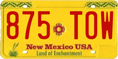 NM license plate 875TOW