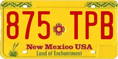 NM license plate 875TPB