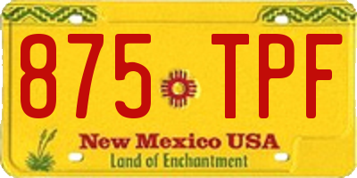 NM license plate 875TPF
