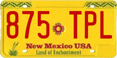 NM license plate 875TPL