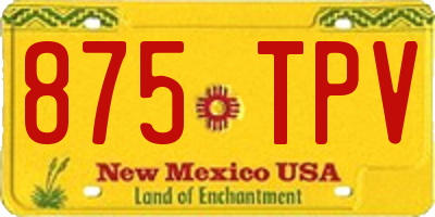 NM license plate 875TPV