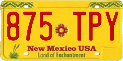 NM license plate 875TPY