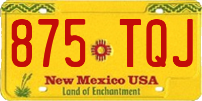 NM license plate 875TQJ
