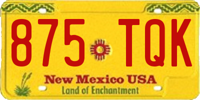 NM license plate 875TQK
