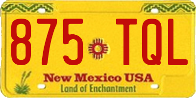 NM license plate 875TQL