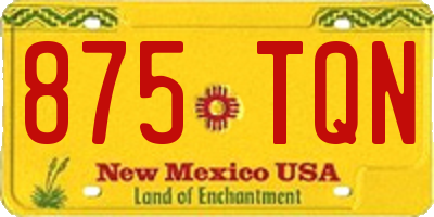 NM license plate 875TQN