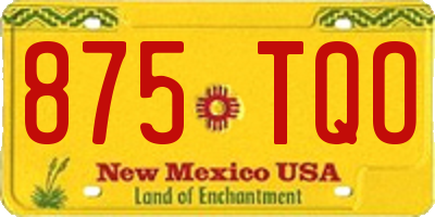 NM license plate 875TQO