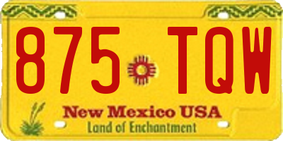 NM license plate 875TQW
