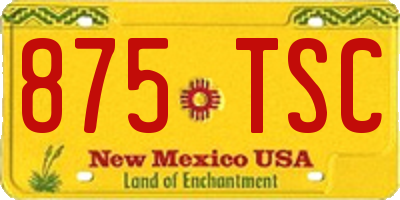 NM license plate 875TSC