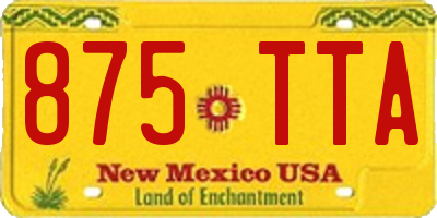 NM license plate 875TTA