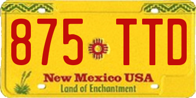NM license plate 875TTD