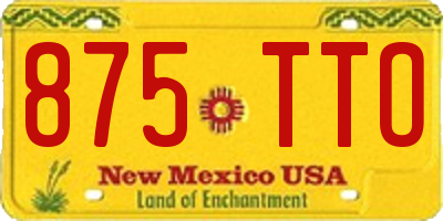 NM license plate 875TTO