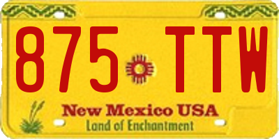 NM license plate 875TTW