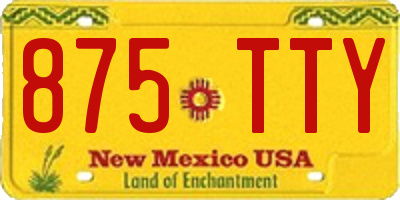 NM license plate 875TTY