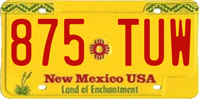 NM license plate 875TUW
