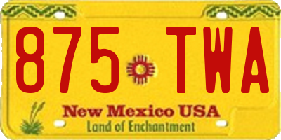 NM license plate 875TWA