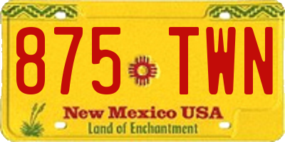 NM license plate 875TWN