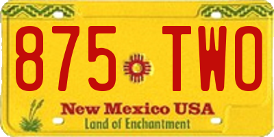 NM license plate 875TWO