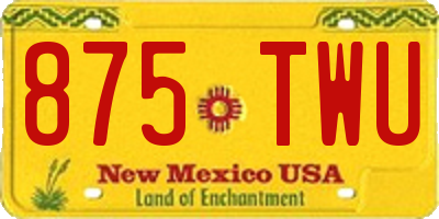 NM license plate 875TWU