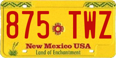 NM license plate 875TWZ