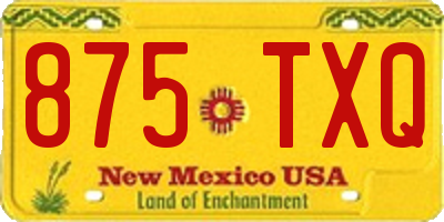 NM license plate 875TXQ
