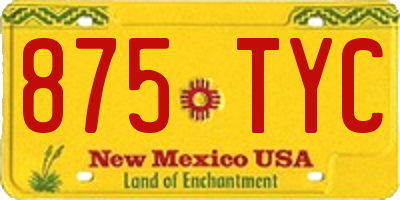 NM license plate 875TYC