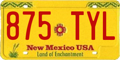 NM license plate 875TYL